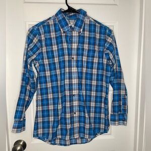 Men’s Small Wrangler Riata Blue‎ Plaid Button Down Shirt